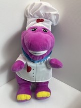 Fisher Price Barney Plush 2017 Chef Outfit 10&quot; Stuffed Animal Dinosaur - £7.87 GBP