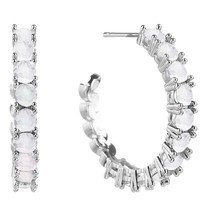 Cubic Zirconia Drop Hoop Earrings 925 Sterling Silver for Women S925 Micro Pave  - £37.74 GBP