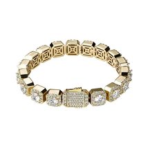 Iced Clustered Tennis Bracelet in Yellow/White Gold(10mm) With Spring Clasp Hip  - £47.45 GBP+