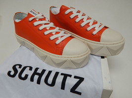 Schutz Energy Size 8 M (B) Women&#39;s Leather Platform Lace-Up Shoes Bright Orange - $38.60