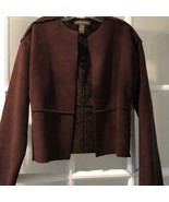 Banana Republic Brown Faux Suede Jacket Fur Lined Cropped Y2K Vintage It... - $60.93 CAD