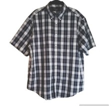Roundtree &amp; Yorke Shirt Mens Large Blue Plaid Short Sleeve Button Down E... - £4.74 GBP