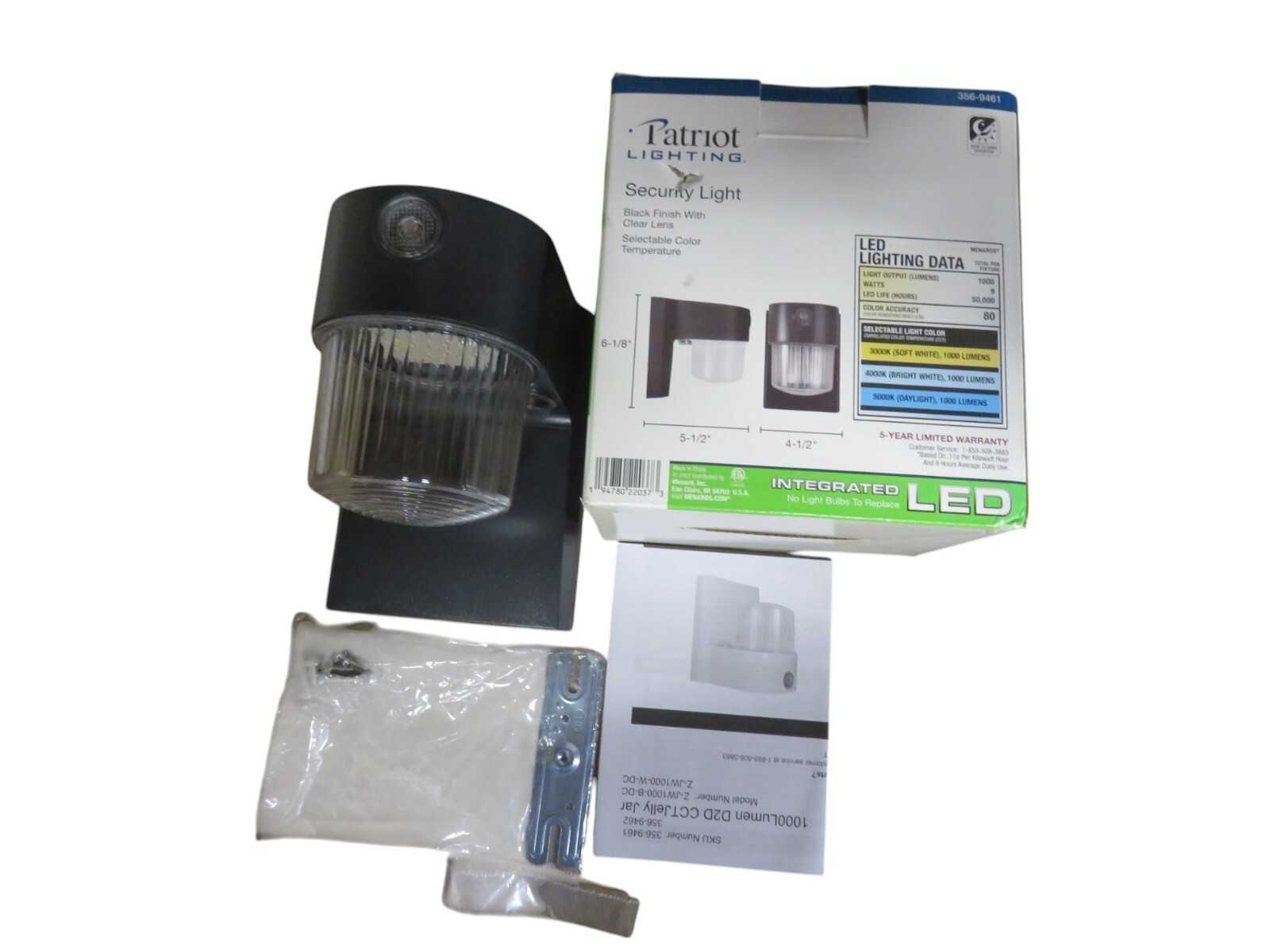 Patriot Security LED Light Black Finish Clear Lens Outdoor 356-9461 - NEW - $12.37