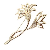 Rare! Vintage Mikimoto 18k Yellow Gold Diamond Large Double Flower Brooch - $3,000.00