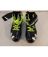 Adult Men&#39;s Under Armour Black White Logo Green Laces 9 Football Cleats ... - $70.38 CAD