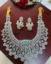 Bollywood Stil Indisch Vergoldet Cz Statement Halskette Blau Schmuck Set - £208.96 GBP