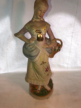 Orion Porcelain 12 Inch Woman With Flower Basket Statue Mint Japan - £23.89 GBP