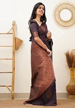 Women&#39;s Banarasi Cotton Silk Jacquard Saree With Blouse Piece Sari b - £16.00 GBP