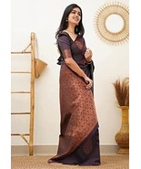 Women&#39;s Banarasi Cotton Silk Jacquard Saree With Blouse Piece Sari b - £16.12 GBP