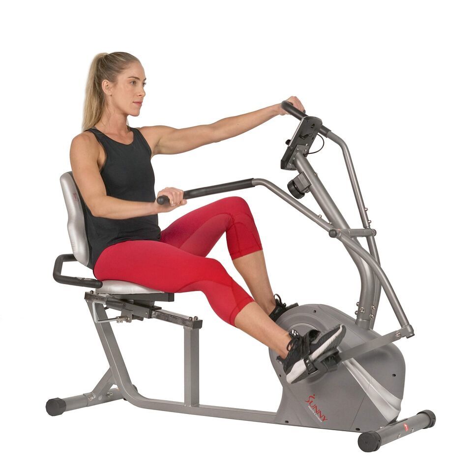 Sunny Health &amp; Fitness Cross Trainer Magnetic Recumbent Bike with Arm Ex... - $390.88