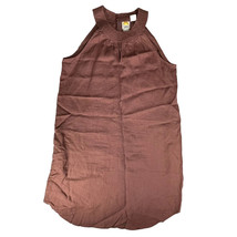 C &amp;C  California Size M Mini Dress 100% Linen Neck Key Hole Front Dark Mauve - £17.00 GBP