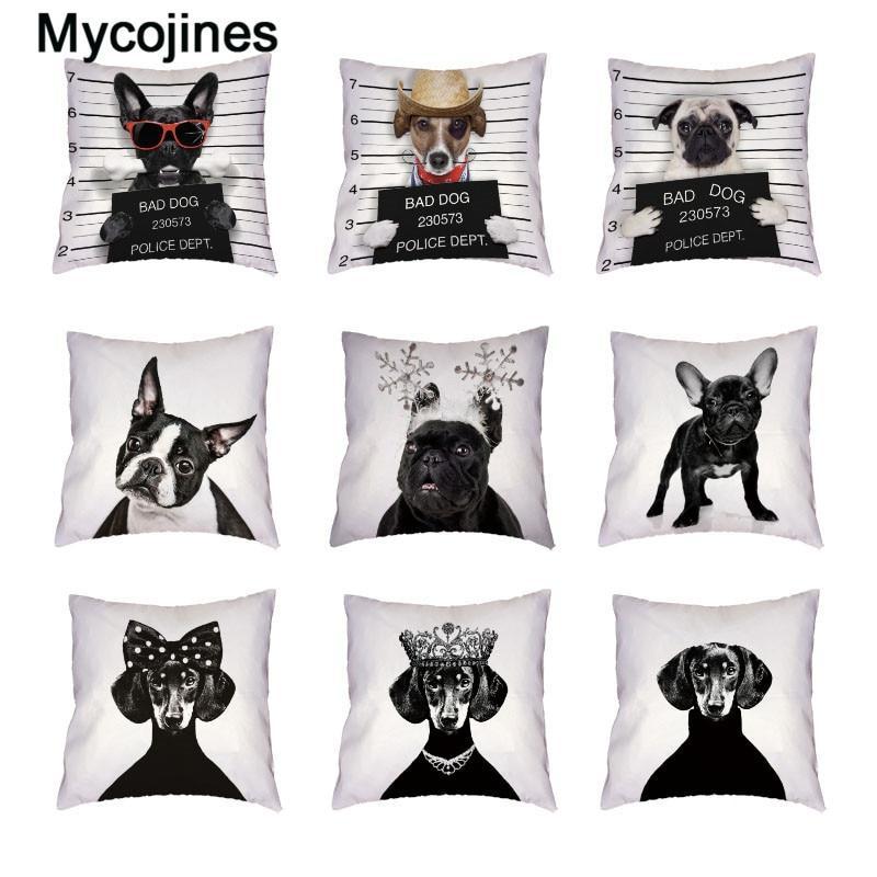 Bad Dogs Cushion Covers French Bulldog Pug Poodle Pillow Cover 45*45cm P... - $4.48