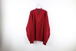 Vintage 90s Lands End Mens Large Blank Chunky Ribbed Knit Henley Sweater... - £51.98 GBP
