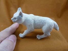 LYNX-9) large white Lynx cat Bobcat shed ANTLER figurine Bali detailed c... - £96.13 GBP
