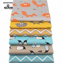 6pcs/lot New Fox&amp;penguin Series Twill Cotton Fabric,patchwork Cloth diy - £8.95 GBP