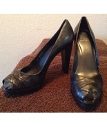 Stuart Weitzman Open Toe Pewter Leather High Heels Pumps Size 9M - £17.26 GBP