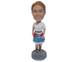 Custom Bobblehead Lovely Lady In Boots With Trendy Belt Around Her Waist - Leisu - £66.34 GBP