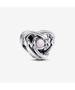 925 Silver Openwork Mom and Heart Charm with Pink Lab-Created Opal 79323... - £13.78 GBP