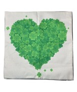  Saint  Patrick Day Pillowcase Beige With Green Heart Print 17x17 - £7.58 GBP