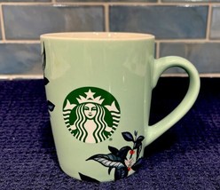 Starbucks 2021 10oz Mint Green Floral Mermaid Logo Ceramic Coffee Tea Mu... - $22.24 CAD