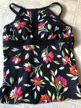 Lands End Size 4 D Lined Floral Pattern High neck Tankini Top Soft Cup B... - $37.08