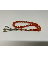 Fire Amber silver tasbih prayer rosary 11.7 grams 33 beads 14 cm 5.5&quot; - £30.44 GBP