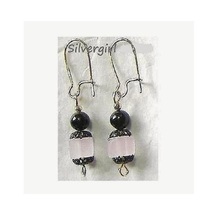 Lead Crystal Cube Swarovski Dangle Earrings Pink - $9.99