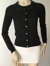 VALENTINO ROMA Black Beaded Embellished Cardigan Sweater (Size 40/4) - £158.45 GBP