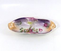 German IPF Candy Bowl Hand Painted Porcelain White &amp; Rose Gold Gild Antique - $19.99