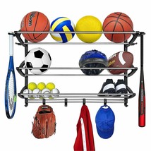 Steel Sports Rack Wall Mounted Storage Organizer Balls Shoes Gloves Shel... - $113.04