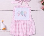 Boutique Ice Cream Baby Girls Pink Sleeveless Bubble Romper Jumpsuit - £13.33 GBP