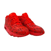 Nike Air Max 90 SE GS sneakers 5.5Y allover logo bright orange shoes 859560-600 - £31.64 GBP