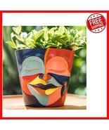 Hand-Painted Rainbow Head Planter with Drainage Hole - Decorative 5.7&quot; Pot - $77.12 CAD
