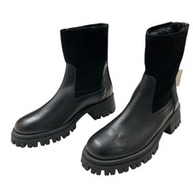 Lamica Italy Boots Women 9 Black Leather Combat Sherpa Lined Chunky Goth... - $119.99