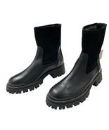 Lamica Italy Boots Women 9 Black Leather Combat Sherpa Lined Chunky Goth... - $164.45 CAD