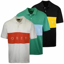 OBEY Men&#39;s Color Block Button S/S Polo Shirt (S34) - £10.61 GBP