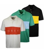 OBEY Men&#39;s Color Block Button S/S Polo Shirt (S34) - £10.81 GBP