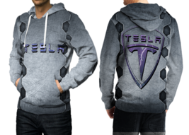 Tesla 3D Print Hoodie Sweatshirt For men - £39.02 GBP