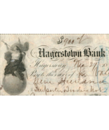 1875 Hagerstown Bank Check $900.00 - £18.64 GBP