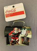 New With Tags ~ Coca Cola Christmas Santa Dome Top Mini Carry All By Tin Box - £10.13 GBP