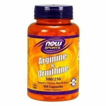 NEW NOW Sports Arginine &amp; Ornithine 500/250 Supports Protein Metabolism 100 Caps - £13.32 GBP