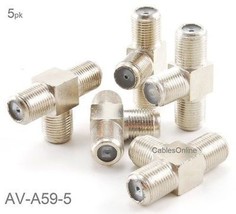 5-Pack F-Type Connector 3-Way Female/Jack To 2-Female/Jacks T-Splitter, ... - £15.79 GBP