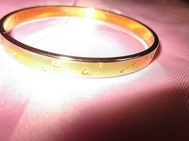 Vintage Gold color with rhinestone polka dots MONET  BANGLE,signed - £14.10 GBP