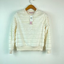 Crave Fame Juniors Womens XS Ivory White Comfy Faux Fur Sweatshirt NWT AH38 - £15.79 GBP