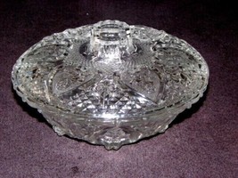 Clear Glass Candy Dish 7&quot; With Lid, Heart Pattern - $15.69