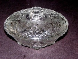 Clear Glass Candy Dish 7&quot; With Lid, Heart Pattern - £12.39 GBP