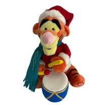 Disney Store Exclusive Tigger Drummer Plush Christmas 13&quot; Tall Orange 2001 - £13.92 GBP