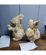 Barbara King set of 2 natural dried floral Bunnies with bows Collection - $578.46 MXN
