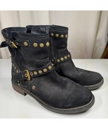 UGG Ankle Boots Black Suede Moto Fabrizia Gold Studs 1003235 Women&#39;s Size 7 - $667.33 MXN