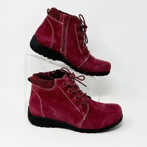 Propet Womens Burgundy Suede Leather Side Zip Snow Booties, Size 6 - $27.67